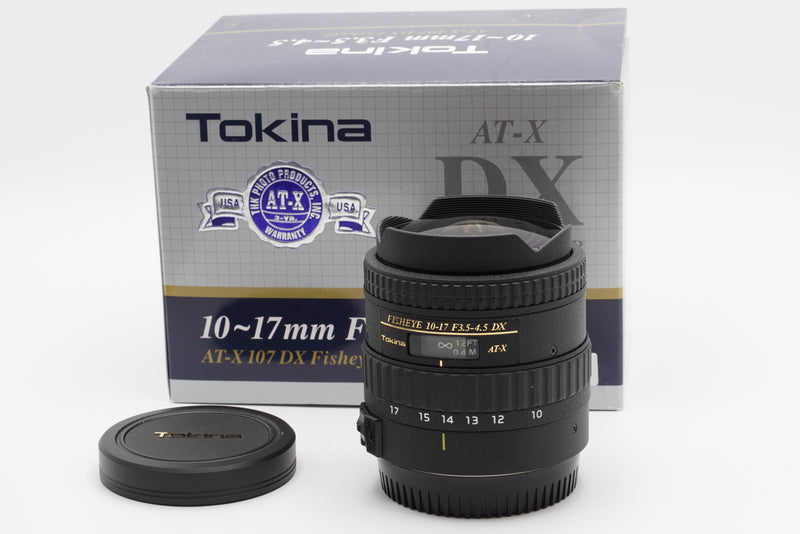 USED Tokina 10-17mm f/3.5-4.5 AT-X 107 DX Fisheye (#7826262CM) USED Tokina 10-17mm f/3.5-4.5 AT-X 107 DX Fisheye (#7826262CM)
