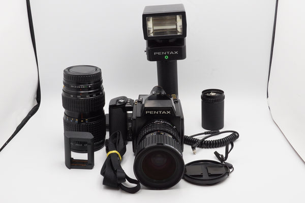 USED Pentax 645 camera w/ 45-85mm and 80-160mm lenses (#1001955CM + 4053226CM + 4121406CM)