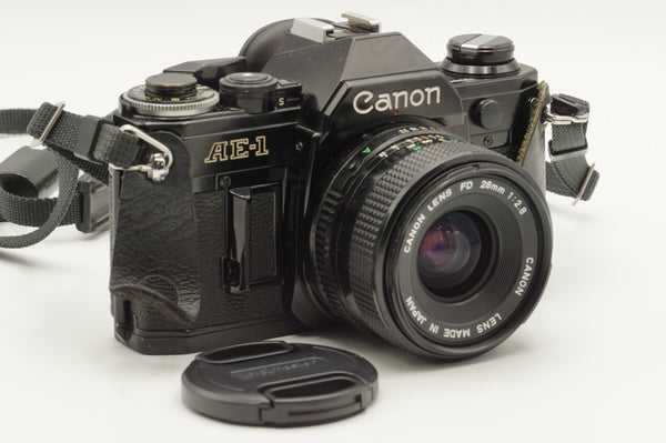 Used CLA'd Black Canon AE-1 Camera w/ 28mm f/2.8 (#1339680+203250CM)