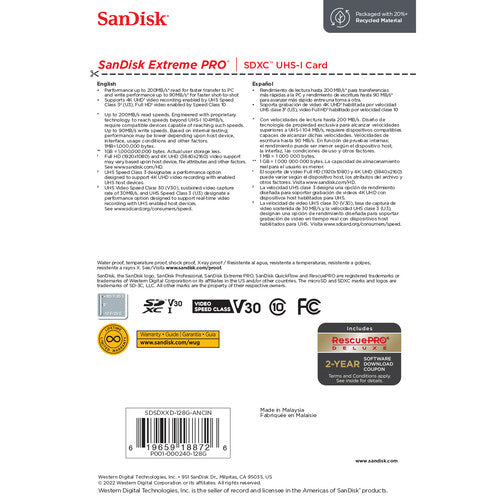 SanDisk Extreme PRO SDXC UHS-I 128GB (200 MB/s)